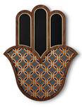 Wandmaske Grand Hamsa #1 Blau - Braun - Holzwerkstoff - Kunststoff - 33 x 42 x 1 cm