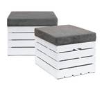 Sitzhocker mit Stauraum WHITE  2er Set Grau