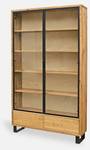 Holzvitrine im Loftstil DELIO IV Braun - Massivholz - Holzart/Dekor - 120 x 210 x 30 cm