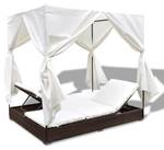 Sonnenliege Braun - Polyrattan - 140 x 180 x 197 cm