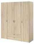 Armoire VARIA - Décor chene - 4 portes b Beige - Bois manufacturé - 160 x 185 x 51 cm