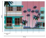 Fototapete Florida Blau - Braun - Pink - Kunststoff - Textil - 371 x 280 x 1 cm