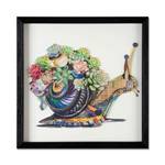 3D-Collage-Bild Schnecke mit Blumen Papier - 40 x 40 x 3 cm