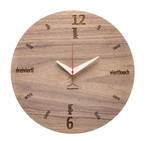 Horloge murale Kultuhr nutwood round Marron - Bois/Imitation - En partie en bois massif - 30 x 30 x 4 cm