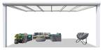 Terrassenüberdachung Klar Poly mit LEDs Weiß - Metall - 800 x 215 x 350 cm