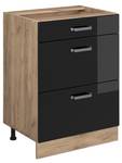 Meuble cuisine R-Line 41126 Noir brillant - Imitation chêne truffier de sonoma - Largeur : 60 cm