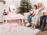 Kinder Schminktisch mit Hocker Pink - Holzwerkstoff - 34 x 100 x 70 cm