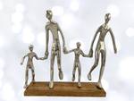 Harmonische Familienskulptur Silber - Metall - Massivholz - 38 x 31 x 7 cm