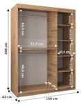 SCHWEBETÜRENSCHRANK TOKYO 3 Eiche Sonoma Dekor - Weiß - Breite: 150 cm