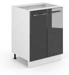 Meuble bas de cuisine Fame-Line 33500 Anthracite brillant - Blanc