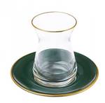 Teetassen Retro (6er Set) Gold - Grün - Glas - 5 x 10 x 15 cm