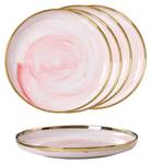 Rosa Marmor Teller Goldrand Gold - Pink - Keramik - 21 x 2 x 21 cm