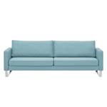 Sofa Portobello (3-Sitzer) Webstoff Stoff Selva: Hellblau - Kufen