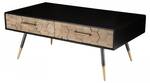 Table basse noire 2 tiroirs Beige - En partie en bois massif - 60 x 43 x 110 cm