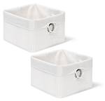 2x Corbeilles Panier de rangement bambou Argenté - Blanc