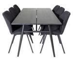 Essgruppe Sleek (7-teilig) Schwarz - Massivholz - 95 x 75 x 195 cm