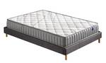 Bett + Naturlatexmatratze 160x200cm Grau - Naturfaser - 160 x 50 x 200 cm