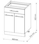 Küchenunterschrank Fame-Line 38423 Eiche Dekor - Weiß - 60 x 82 x 51 cm