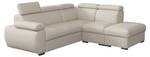 Ecksofa Boston 2RR1P mit Polsterhocker Ecru - Ecke davorstehend rechts