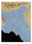 Tableau peint à la main Hidden Lake Bleu - Bois massif - Textile - 75 x 100 x 4 cm