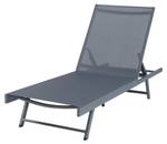 Chaise longue de jardin Baragiano Gris - Métal - Textile - 197 x 30 x 64 cm