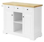 Desserte Roulante FKW101-WN Blanc - En partie en bois massif - 115 x 91 x 46 cm