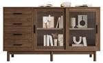 Sideboard Eurynom Ⅲ Braun - Holzwerkstoff - Metall - Massivholz - Holzart/Dekor - 40 x 75 x 140 cm