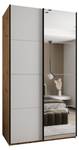 Armoire Lux 3 Noir - Imitation chêne - Blanc - Largeur : 140 cm