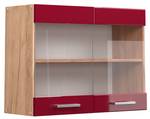 Küchenschrank Glas R-Line 37146 Hochglanz Bordeaux - Sonoma Eiche Trüffel Dekor - Breite: 80 cm