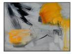 Tableau peint à la main Flaming Desire Gris - Orange - Bois massif - Textile - 102 x 77 x 5 cm