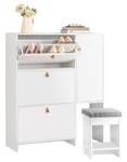 Armoire à Chaussures FSR107-W Blanc - Bois manufacturé - 95 x 121 x 30 cm