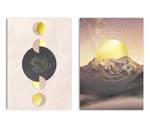 Mond Sonne Gold Poster Set Papier - 70 x 50 x 70 cm