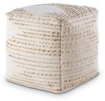 Pouf Würfel Jute Boho Braun - Weiß - Naturfaser - 45 x 45 x 45 cm