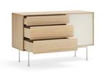 Buffet design Yoko Blanc - En partie en bois massif - 128 x 80 x 45 cm