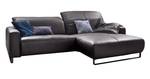 Ecksofa YORK Leder mocca Relaxfunktion Ecke davorstehend rechts - Schwarz