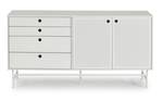 Buffet design Punto Blanc - En partie en bois massif - 150 x 77 x 47 cm