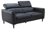 Sofa SALVI Schwarz - Echtleder - 107 x 77 x 177 cm