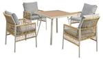 Gartenessgruppe MetalRattan Ⅴ Beige - Holzwerkstoff - Metall - Kunststoff - Polyrattan - 84 x 74 x 84 cm