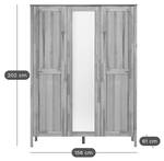 Armoire avec miroir 3 portes Charly Marron - Bois massif - 156 x 202 x 61 cm