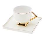 Kaffetassenset Art Deco (2er Set) Gold - Weiß - Porzellan - 12 x 17 x 17 cm