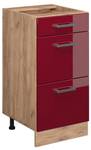 Küchenschrank R-Line 45594 Hochglanz Bordeaux - Sonoma Eiche Trüffel Dekor - 40 x 82 x 60 cm