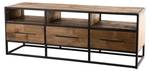 Meuble TV 3 niches 3 tiroirs teck Marron - Bois massif - 40 x 56 x 150 cm