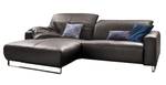 Ecksofa YORK Leder asphalt Ecke davorstehend links - Silber