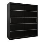 Armoire coulissante VERONA 1 Noir - Gris miroir - Largeur : 180 cm