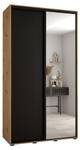 ARMOIRE À PORTES COULISSANTES DAVOS 3 Noir - Imitation chêne - Largeur : 130 cm - 2 porte