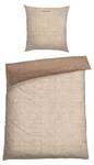 Wende-Bettwäscheset Feinbiber Doubleface Beige - 155 x 220 cm