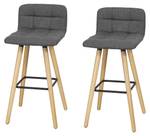 Lot de 2 Tabourets de Bar FST50-DGx2 Gris - En partie en bois massif - 44 x 90 x 44 cm