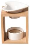 Parfümbrenner Keramik und Bambus - Arum Schwarz - Holz teilmassiv - 7 x 13 x 9 cm