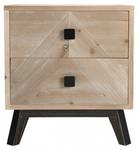 Chevet 2 tiroirs Beige - En partie en bois massif - 36 x 54 x 48 cm