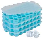 Silikon Eiswürfelform 4er Set Blau - Weiß - Kunststoff - 21 x 3 x 13 cm